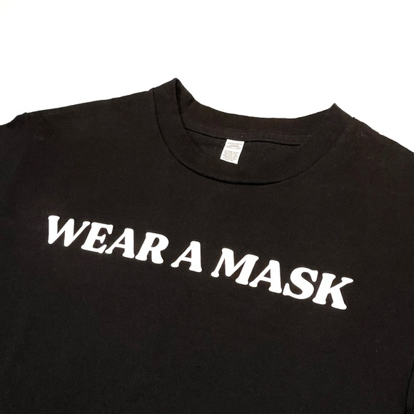 “Wear A Mask” / “I’ll Be Your Friend 6FT Away” Printed Black T-Shirt - UNISEX - Picture 3 of 7